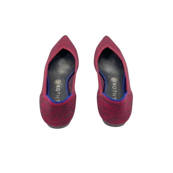 Rothys The Point Crimson Heather Red Blue Halo Pointed Toe Flats Womens Size 9 - Picture 3 of 10